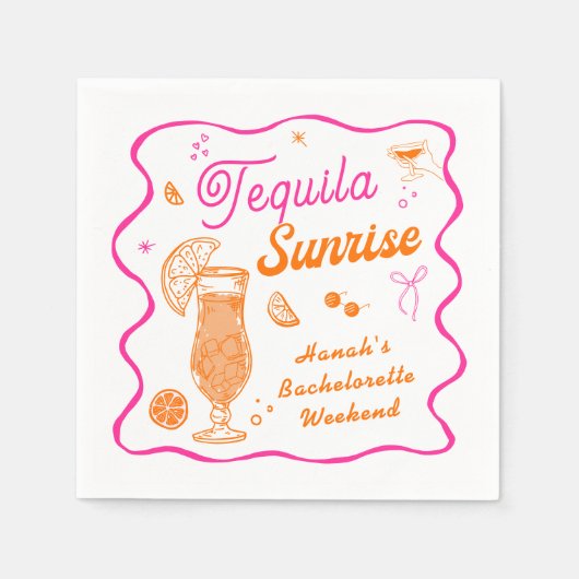 Tequila Sunrise Bachelorette Serviette (Vorderseite)