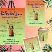 Tequila Sunrise Birthday Party Paper Teller