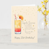 Tequila Sunrise Cocktail 21. Happy Birthday Card Karte (Gelbe Blume)