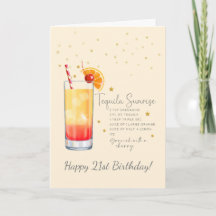 Tequila Sunrise Cocktail 21. Happy Birthday Card