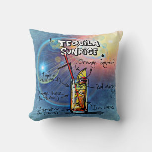 Tequila Sunrise Cocktail (#7/12 Drink Recipe Set) Kissen