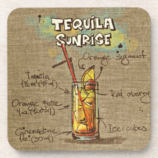 Tequila Sunrise Cocktail Drink Untersetzer (Vorderseite)