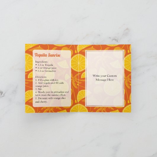 Tequila Sunrise Cocktail Rezept Karte (Innenseite)