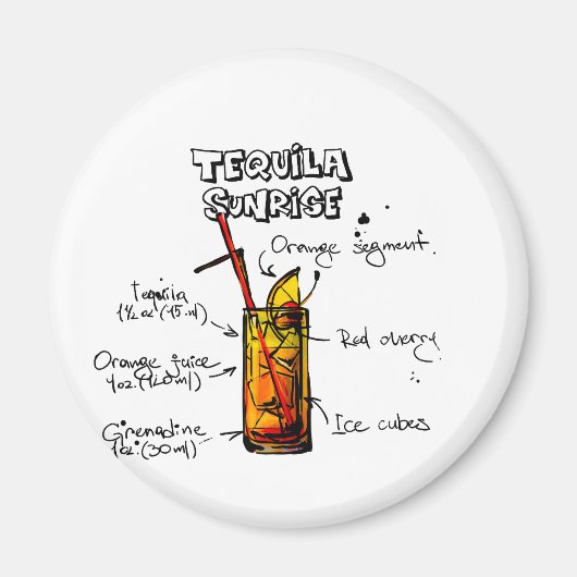 Tequila Sunrise Cocktail Rezept Magnet (Vorne)