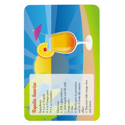 Tequila Sunrise Cocktail Rezept Magnet (Vertikal)