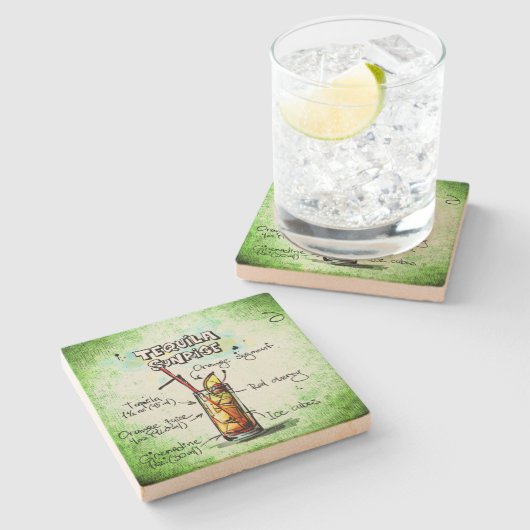 Tequila Sunrise Drink Rezept Steinuntersetzer (Seitenansicht)