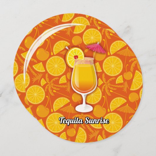 Tequila Sunrise Einladung (Vorne/Hinten)