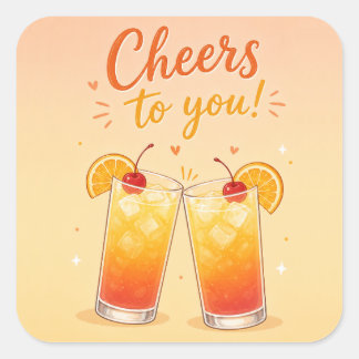 Tequila Sunrise Geburtstag Quadratischer Aufkleber