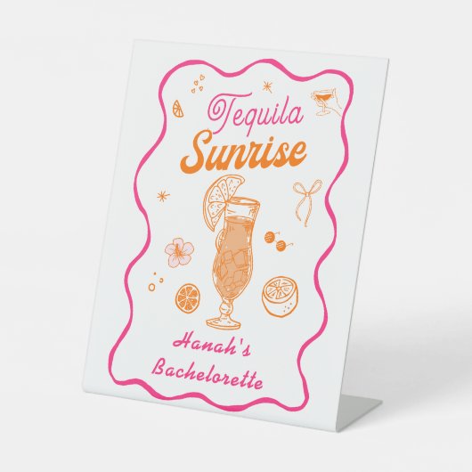 Tequila Sunrise Junggeselinnen-Abschied Sockelschild (Vorderseite)