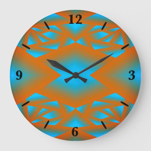 Tequila Sunrise Ombre Geometric Abstrakt Art Große Wanduhr (Vorderseite)