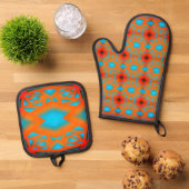 Tequila Sunrise Ombre Geometric Abstrakt Art Ofenhandschuh & Topflappen-Set (Oben Unten)