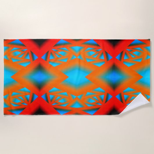 Tequila Sunrise Ombre Geometric Abstrakt Art Strandtuch (Vorderseite)