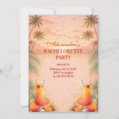 Tequila Sunrise Palm Paradise Bachelorette Party Einladung (Vorderseite)