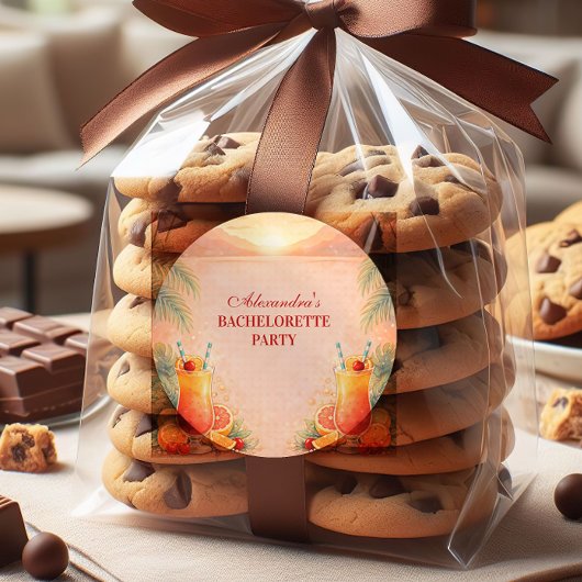 Tequila Sunrise Palm Paradise Bachelorette Party Runder Aufkleber