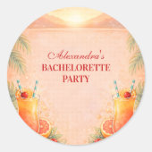 Tequila Sunrise Palm Paradise Bachelorette Party Runder Aufkleber (Vorderseite)