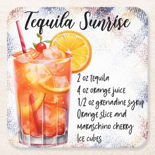 Tequila Sunrise Rechteckiger Pappuntersetzer (Vorderseite)