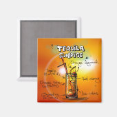 Tequila Sunrise Recipe Tropical Drink Magnet (Vorderseite/Rückseite)