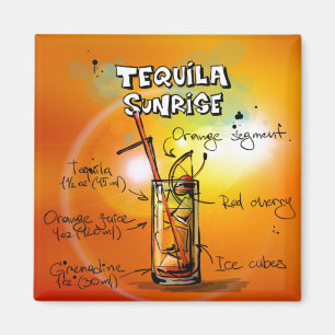 Tequila Sunrise Recipe Tropical Drink Magnet