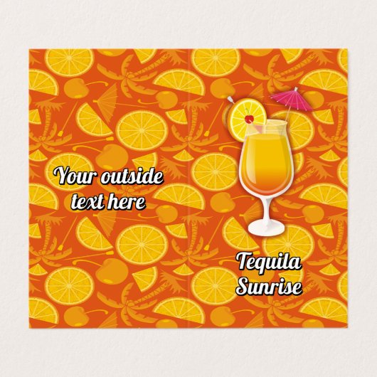Tequila Sunrise Recipe Visitenkarten (Außenseite Aufgefaltet)
