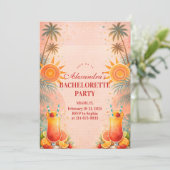 Tequila Sunrise Sunset Cocktail Bachelorette Party Einladung (Stehend Vorderseite)