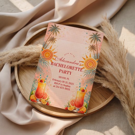 Tequila Sunrise Sunset Cocktail Bachelorette Party Einladung