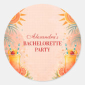 Tequila Sunrise Sunset Cocktail Bachelorette Party Runder Aufkleber (Vorderseite)