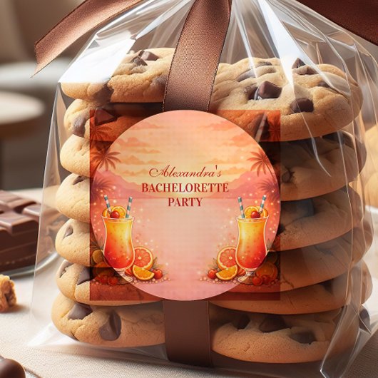 Tequila Sunrise Tropical Bachelorette Party Runder Aufkleber