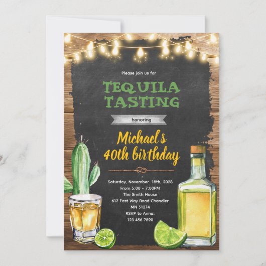 Tequila Tasting birthday invitation Einladung (Vorderseite)