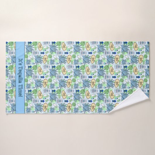 Tequila Time Cocktail Drinker Blue Agave Muster Badehandtuch (Badehandtuch)