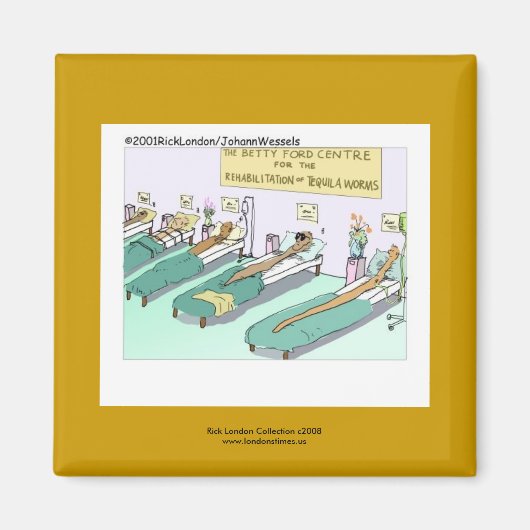 Tequila Worm Rehab Funny Cartoon Novelty Magnet (Vorne)