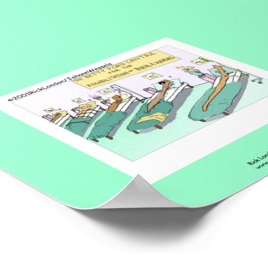 Tequila Worm Rehab Funny Cartoon Poster (Ecke)