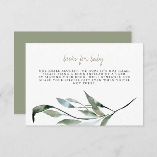Tera - Boho Greenery Gold Books for Baby Card Einladung (Vorne/Hinten)