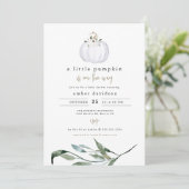 TERA Fall Greenery White Pumpkin Baby Shower Einladung (Stehend Vorderseite)