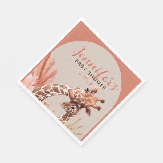 Teracotta Boho Giraffe Babydusche Papier Napkins Serviette (Ecke)