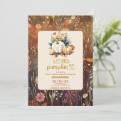 Teracotta Kleine Kürbisfallen Babydusche Einladung (Stehend Vorderseite)