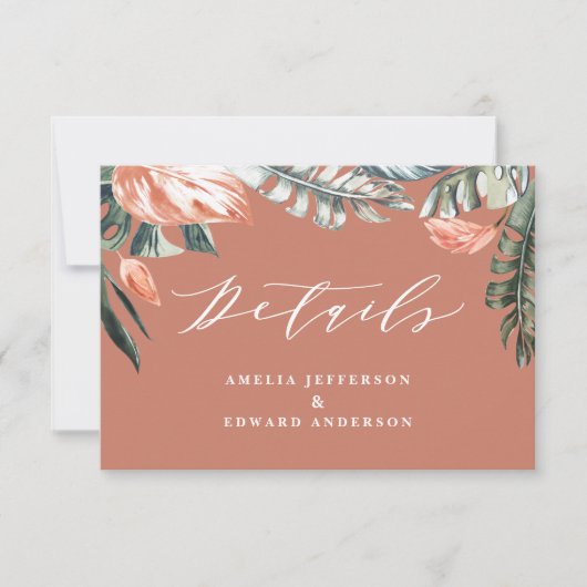 Teracotta tropisches Blattwerk RSVP Karte (Vorderseite)