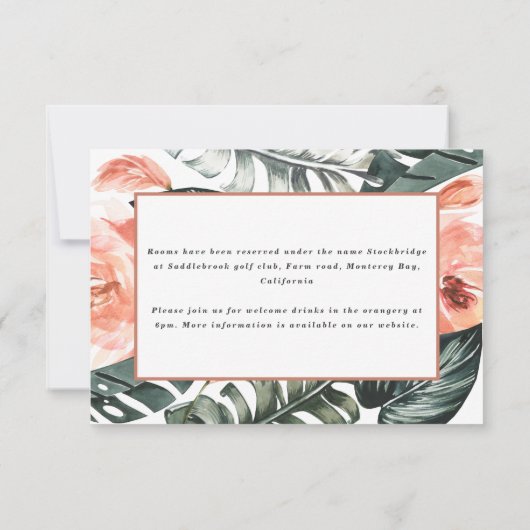 Teracotta tropisches Blattwerk RSVP Karte (Rückseite)