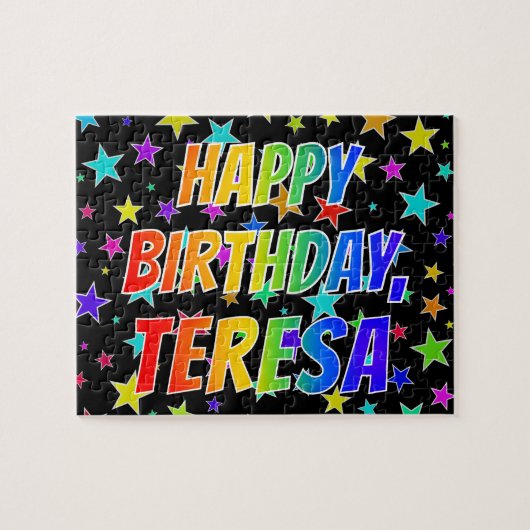 "TERESA" Vorname, Spaß "GLÜCKLICHER GEBURTSTAG" Puzzle (Horizontal)