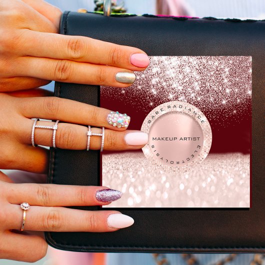 Termin Card Elektrolyse Rose Glitzer Maroon Telefonnummerkarte