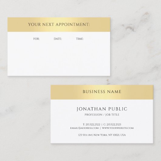Termin Erinnerung Stilvolle Gold Look Vorlage (Vorne/Hinten)