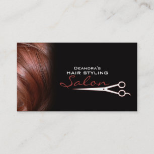 Termin Friseur-Salon Schwarze Rote Haare Visitenka