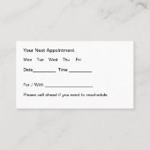 Termin für die ärztliche Versorgung des Laserseher Visitenkarte (Rückseite)