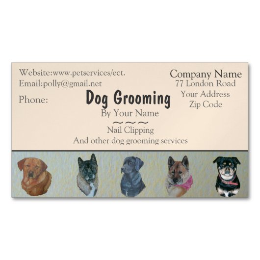 Termin für die Pflege von Hunden und Haustieren Magnetische Visitenkarte (Vorderseite)