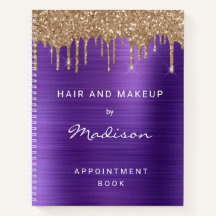 Termin für Haar- und Make-up mit lila-goldenem Gli