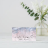 Termin im Blue Blush Shimmer Script Haarstudio Visitenkarte (Stehend Vorderseite)