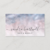 Termin im Blue Blush Shimmer Script Haarstudio Visitenkarte (Vorderseite)