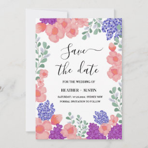 Termin speichern Hochzeitsblumen Aquarell Einladung