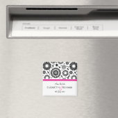 Termin vormerken Folk Schwarz Weiß Blume Boho Hoch Magnet (In Situ (Geschirrspüler))