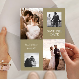 Termin vormerken Hochzeit Moderne Fotocollage Einladung