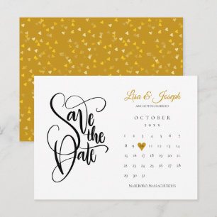 Termin vormerken Kalender Gold Liebe Herz Postkarte